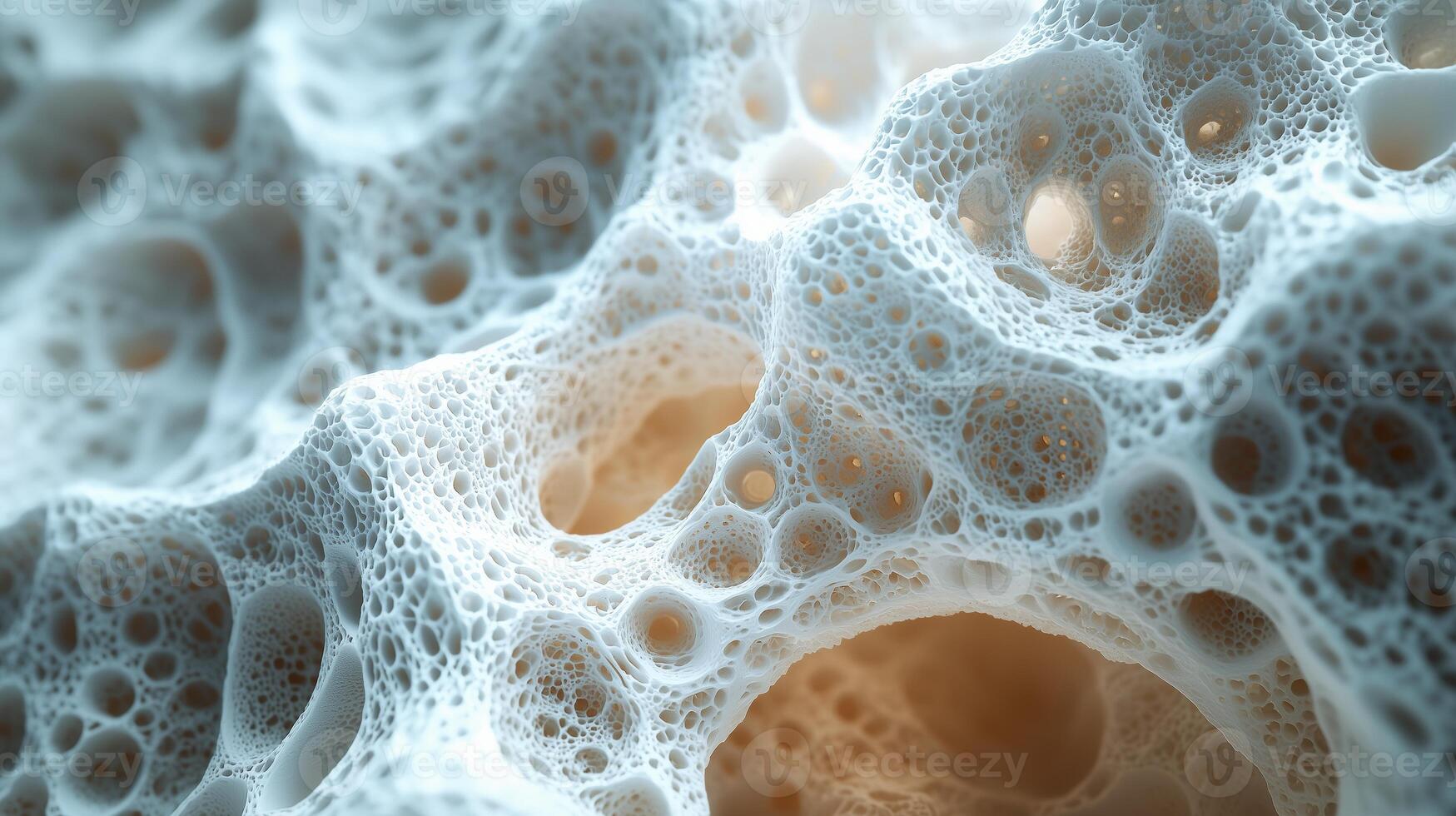 Abstract close-up of microbial foam with bubbles and textured surface photo