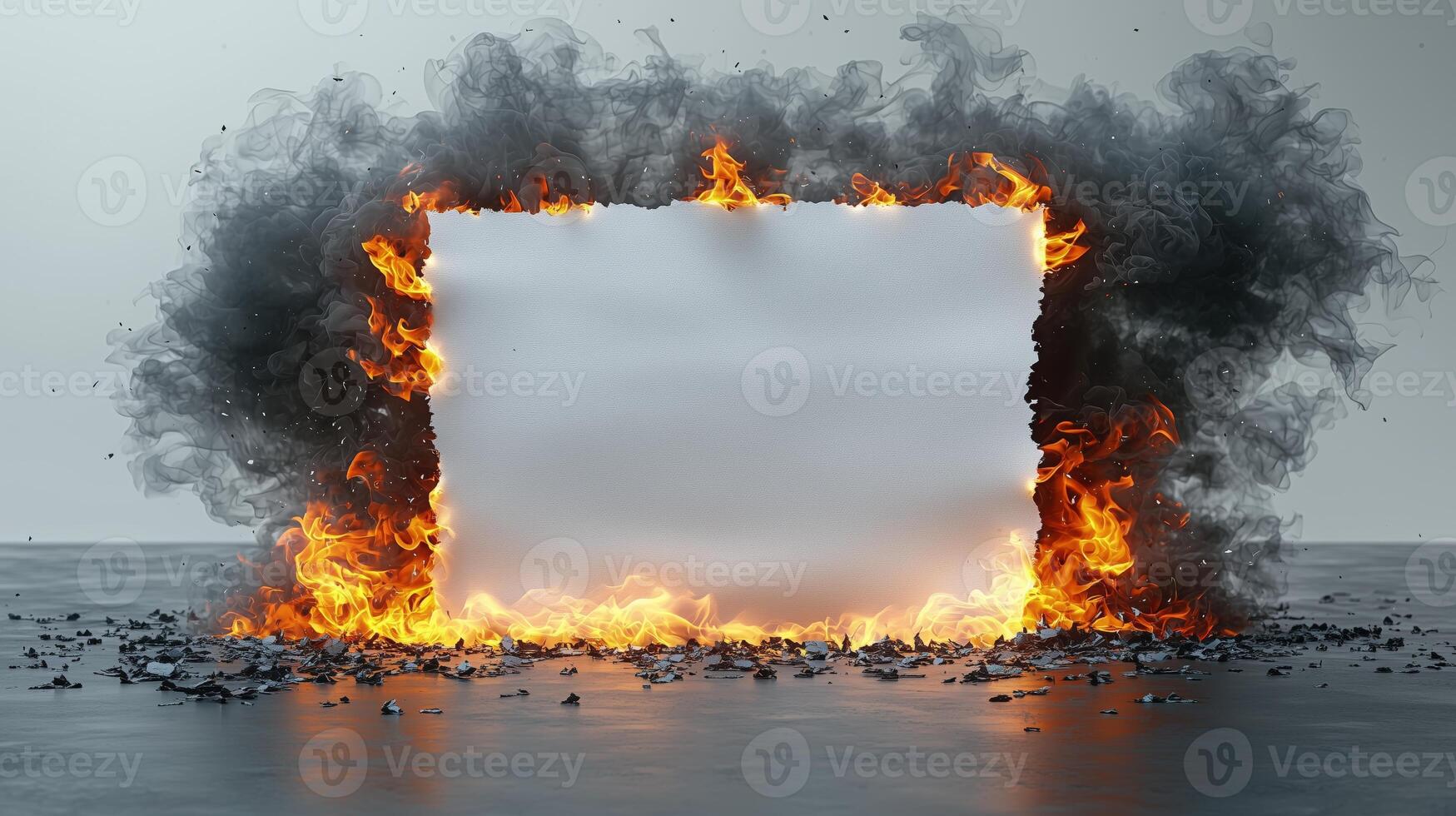 Flaming smoke frame with blank space for custom text or graphics photo