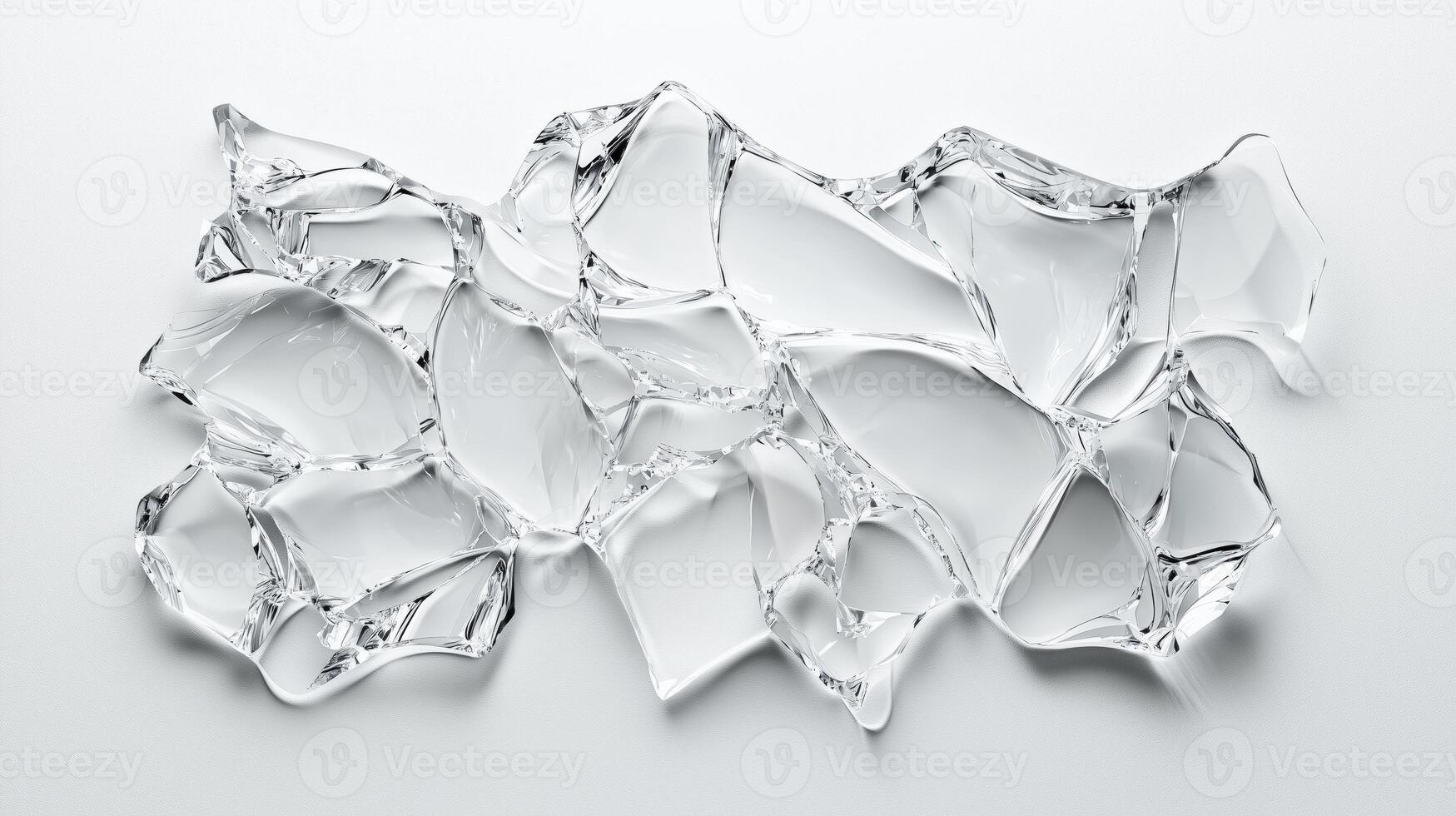 Abstract ice formation with sharp edges on a white background photo