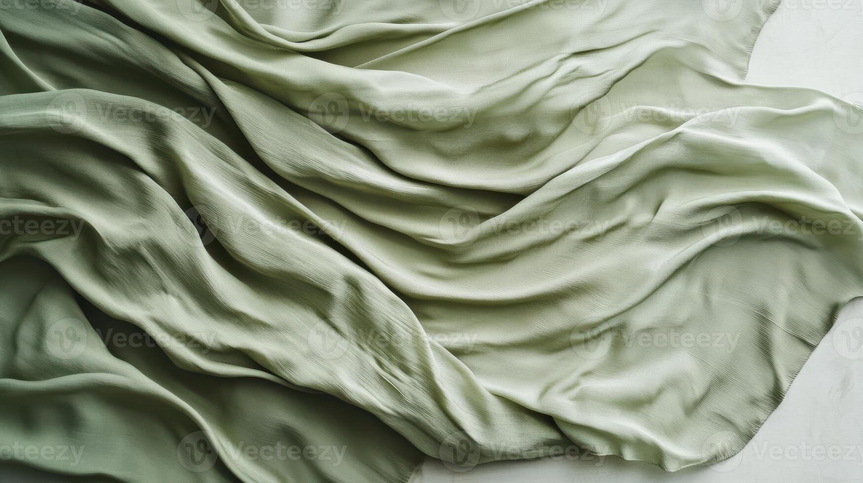 Soft green fabric texture with elegant draping and folding details photo