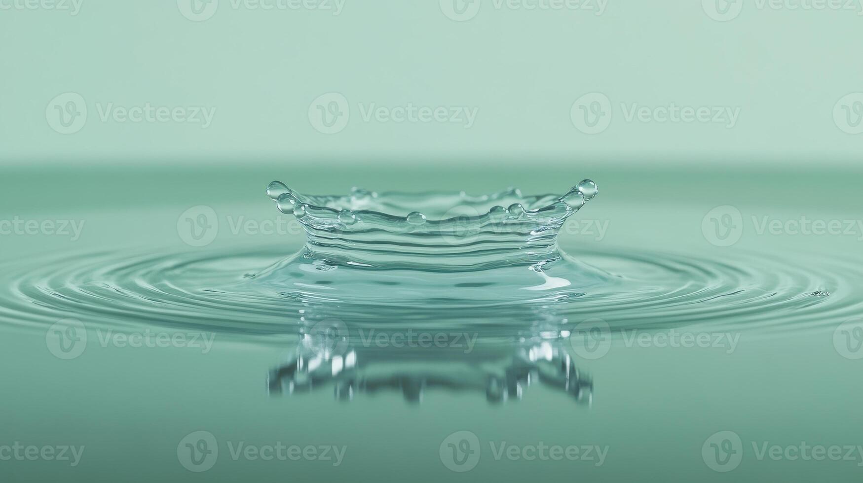 Water droplet splash on calm surface for clean nature concepts photo