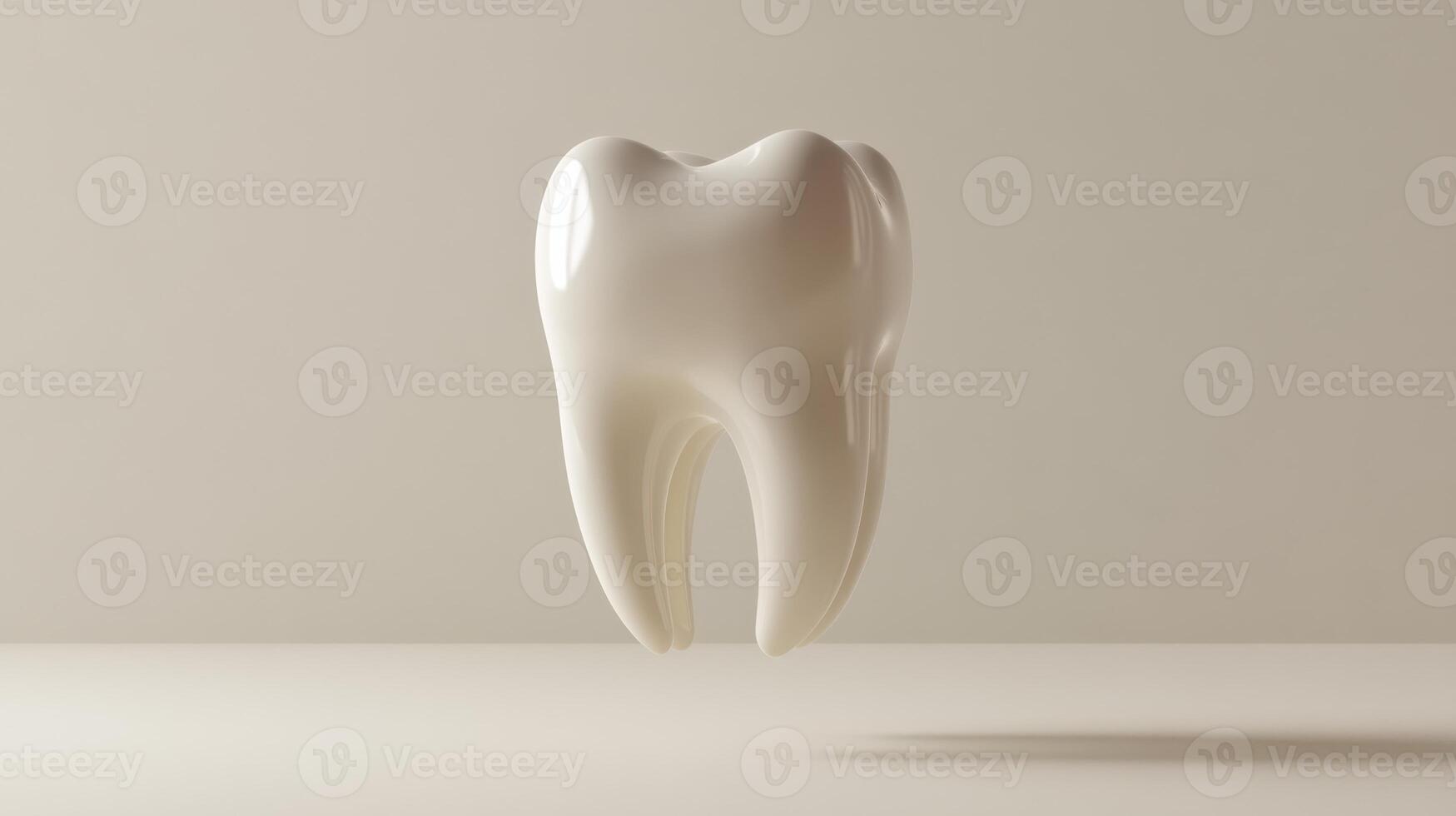 Floating tooth illustration on neutral background for dental health concept photo