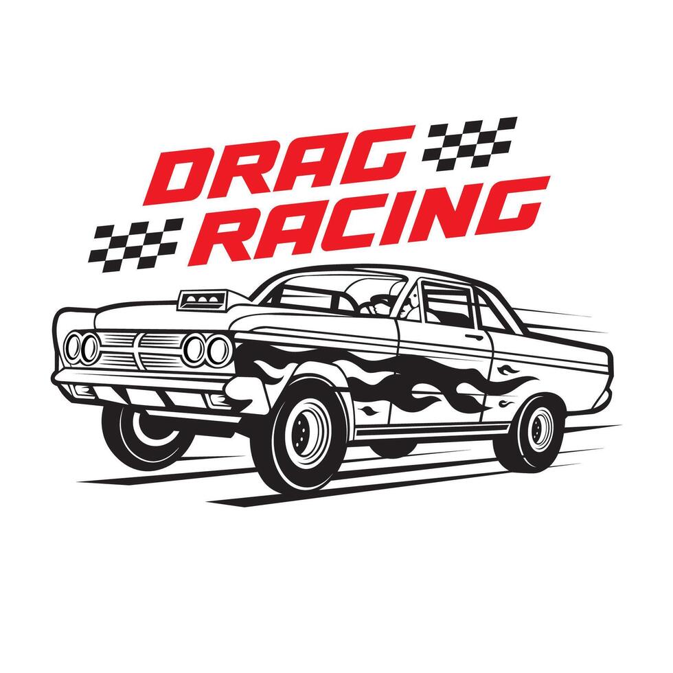 Drag Car Racing illustration, perfect for t shirt design vector