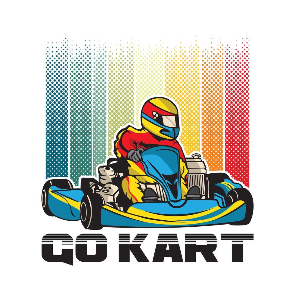 Go kart racing illustration for t shirt design vector