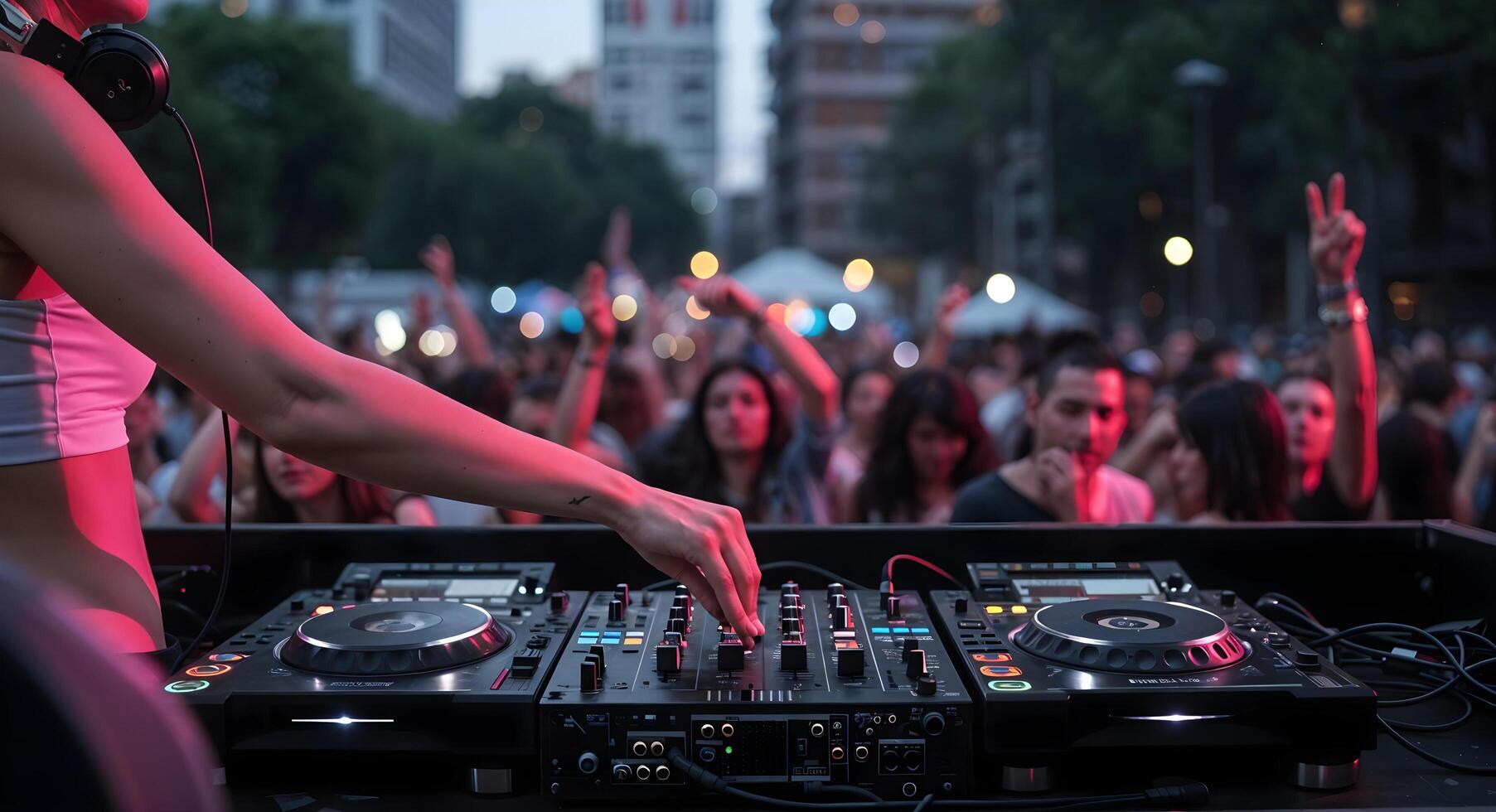 Female DJ Mixing Music photo