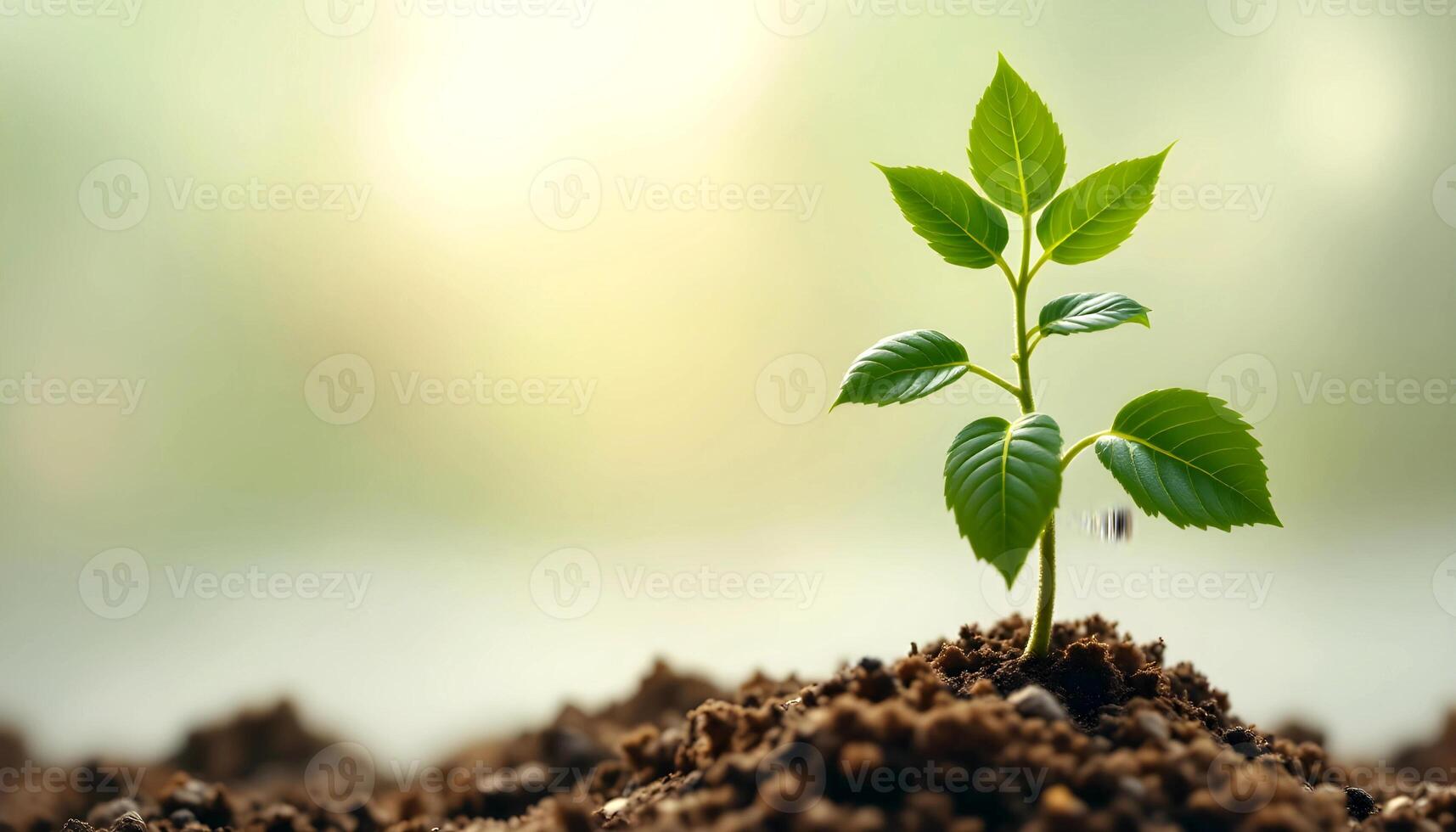 Young plant growing in soil symbolizing new life and sustainable growth photo