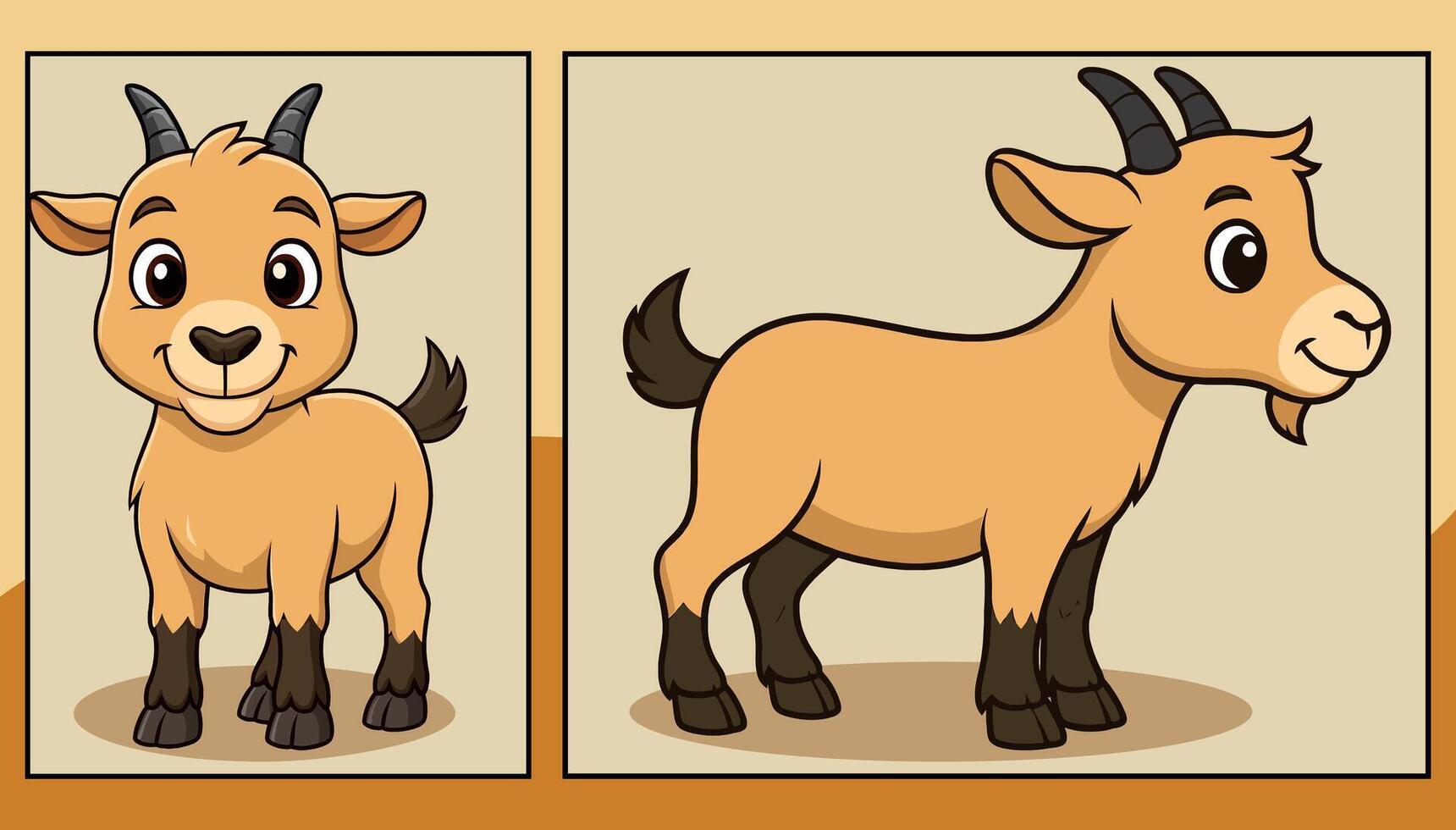 Goat front and side view cartoon illustration vector