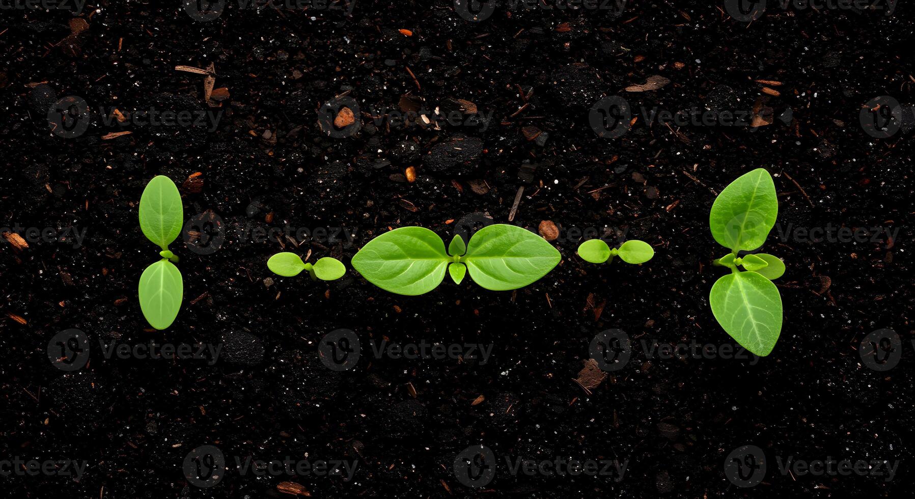 Seedlings Emerging from Soil Row Representing Growth and New Beginnings photo