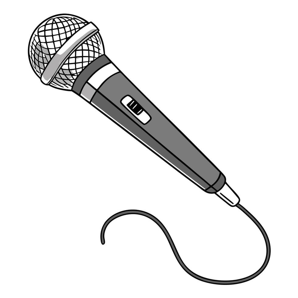 A microphone with a cord and a cordless microphone vector