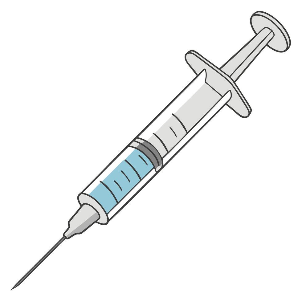 A syringe with a needle on vector