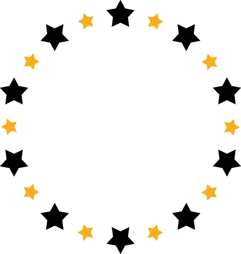 Circular Yellow and black Stars on White Background vector