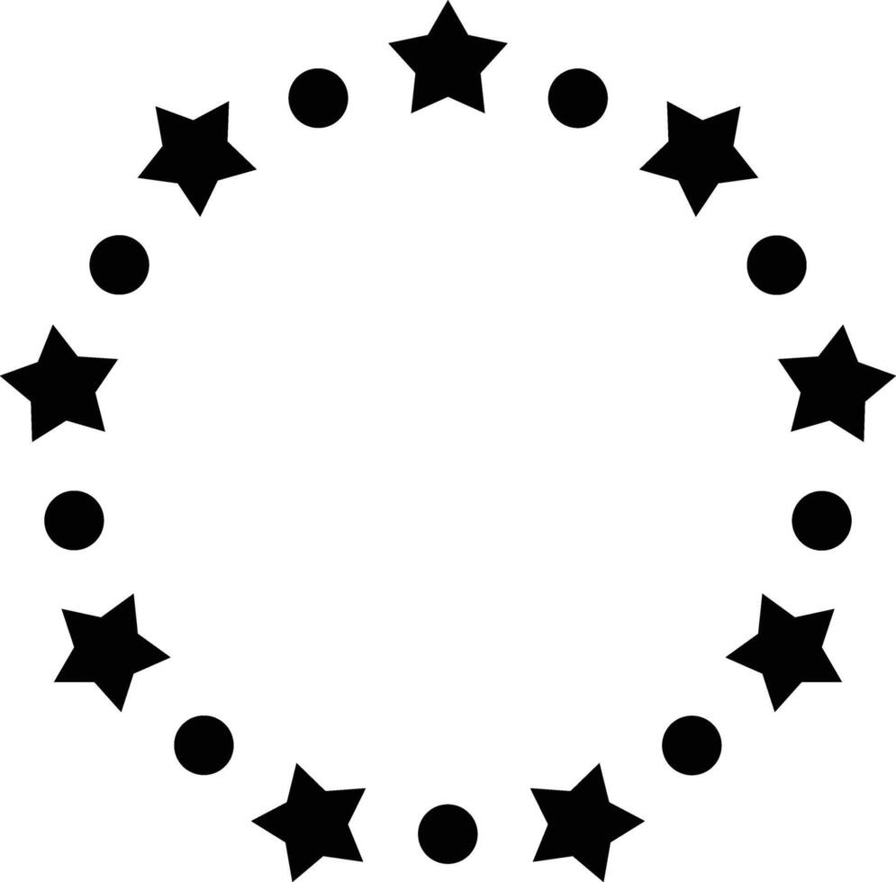 Illustration of Circular Black Dot and Stars on White Background vector