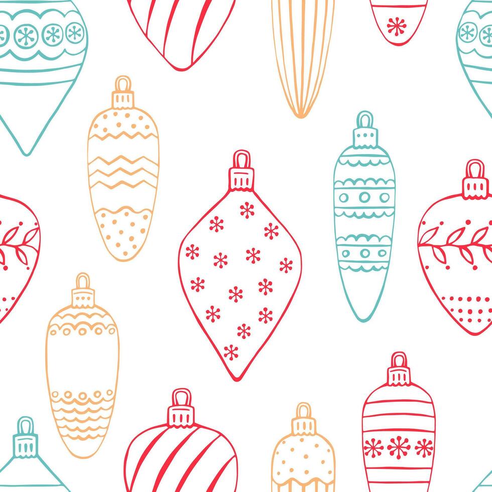 Seamless pattern with Christmas baubles Hand drawn vector