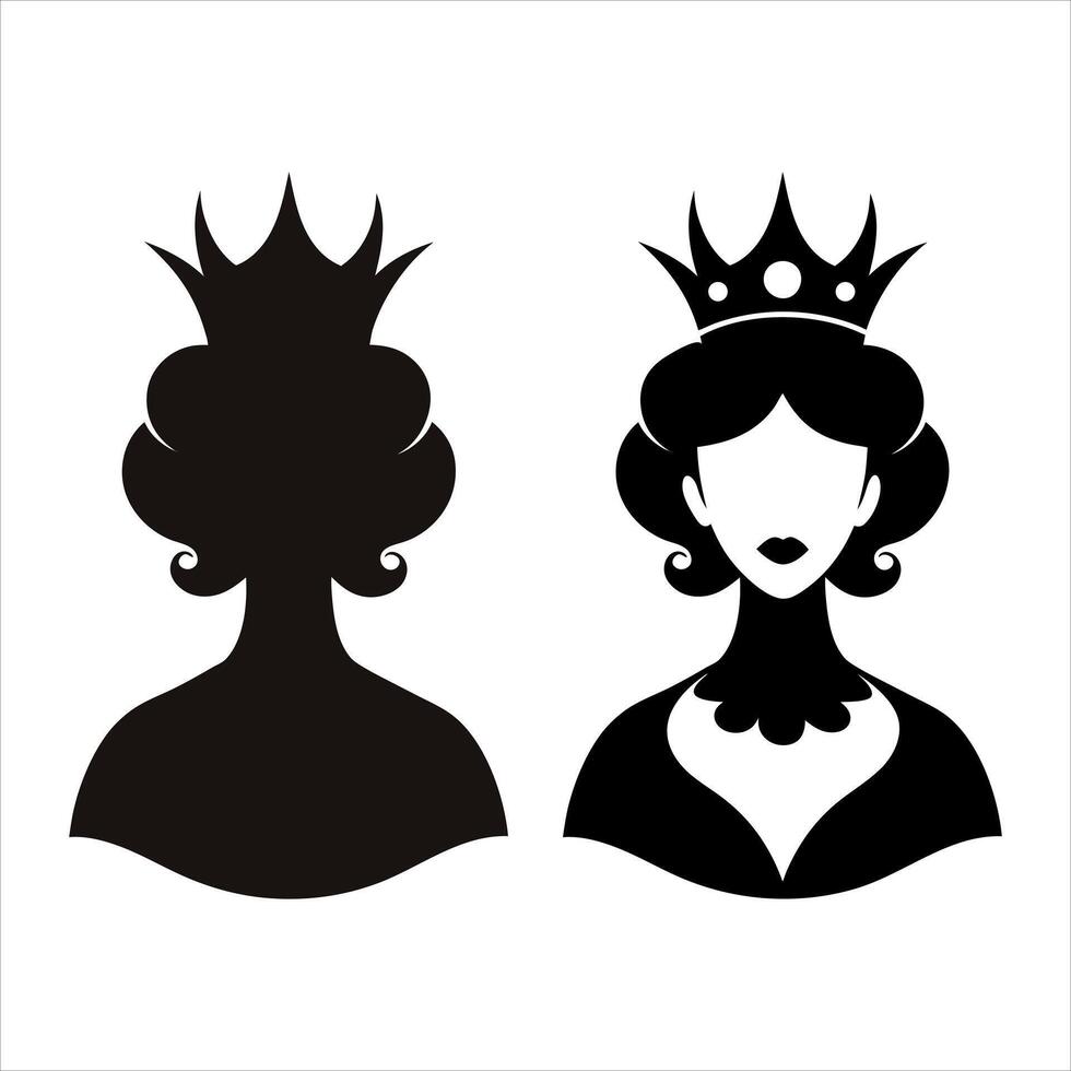 queen and princess silhouette silhouette vector