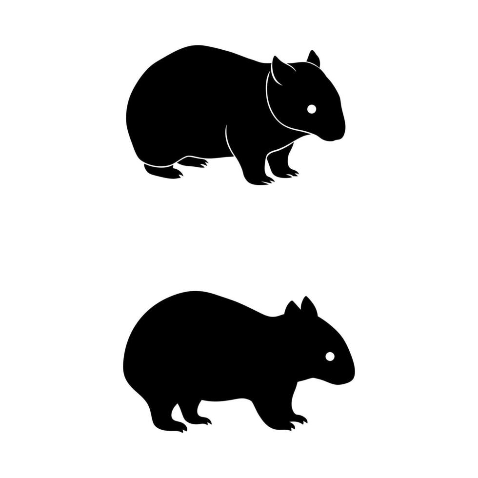 a black and white illustration of a wombat vector