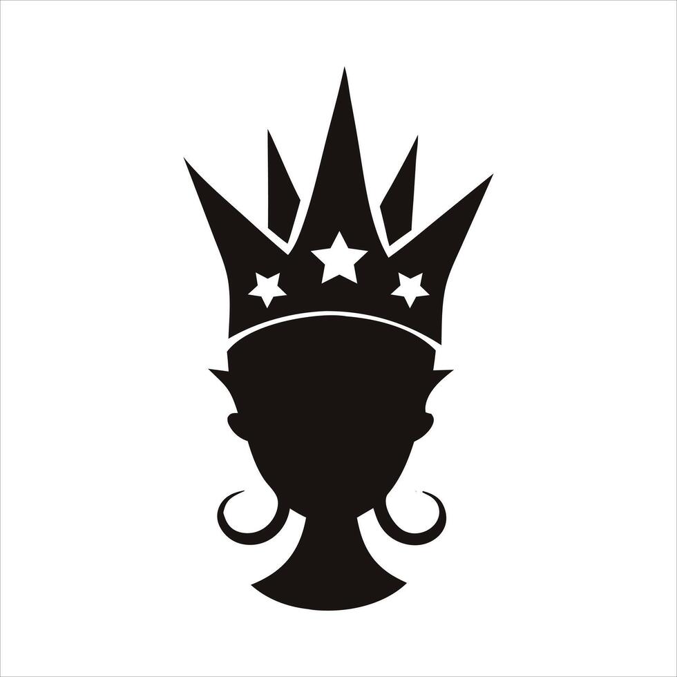 a silhouette of a woman with a crown on her head vector