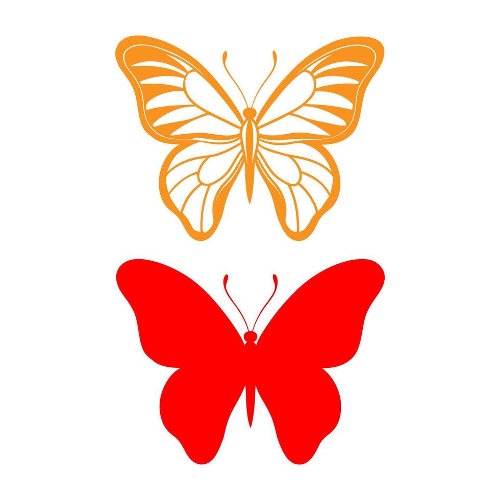 two red and orange butterflies on a white background vector