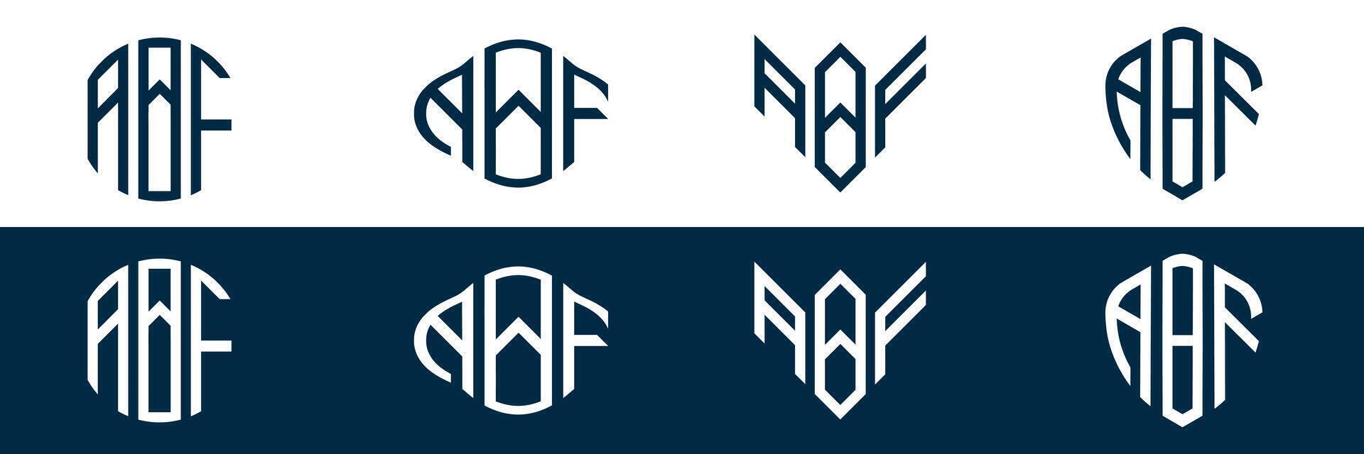 ABF letter logo design in FOUR different style vector