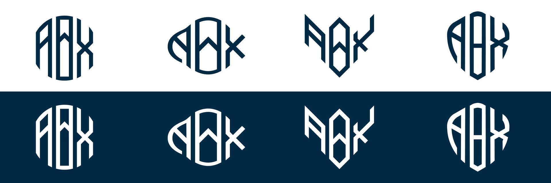 ABX letter logo design in FOUR different style vector