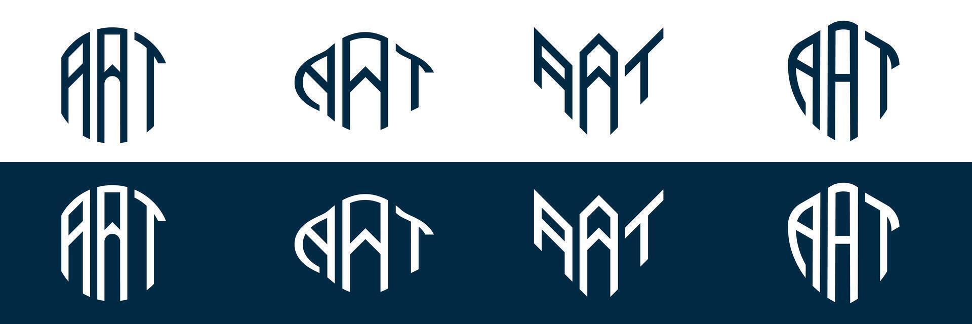 AAT letter logo design in FOUR different style vector