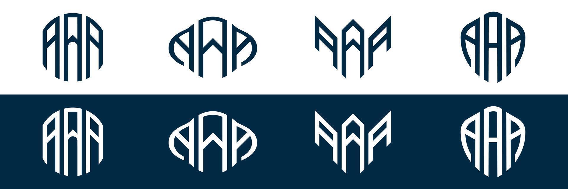 AAA letter logo design in FOUR different style vector