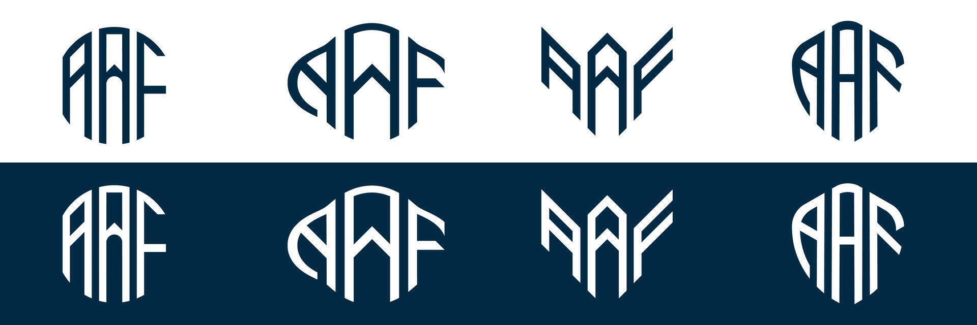 AAF letter logo design in FOUR different style vector