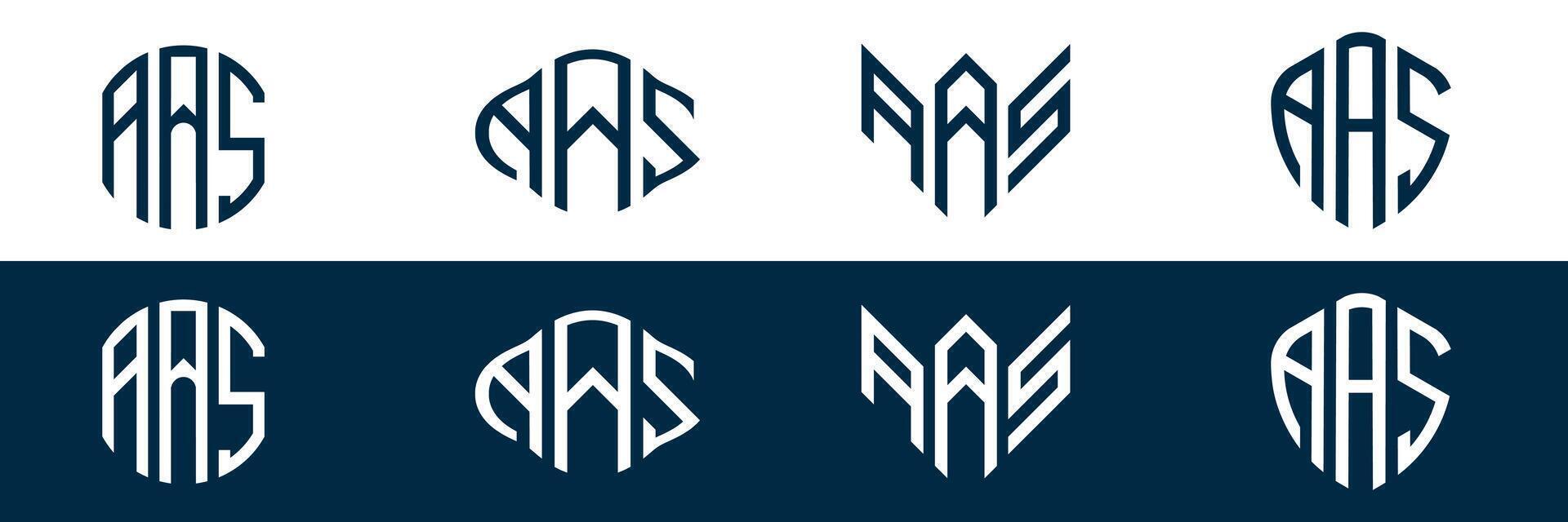 AAS letter logo design in FOUR different style vector