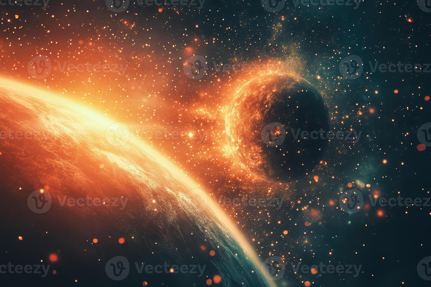 An image of a planet and a star photo