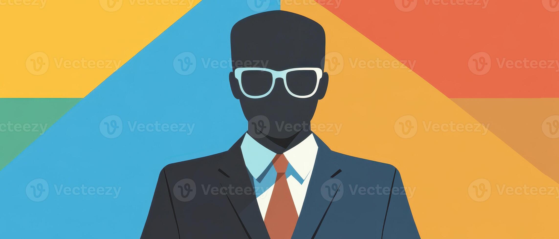 A man in a suit and glasses on a colorful background photo