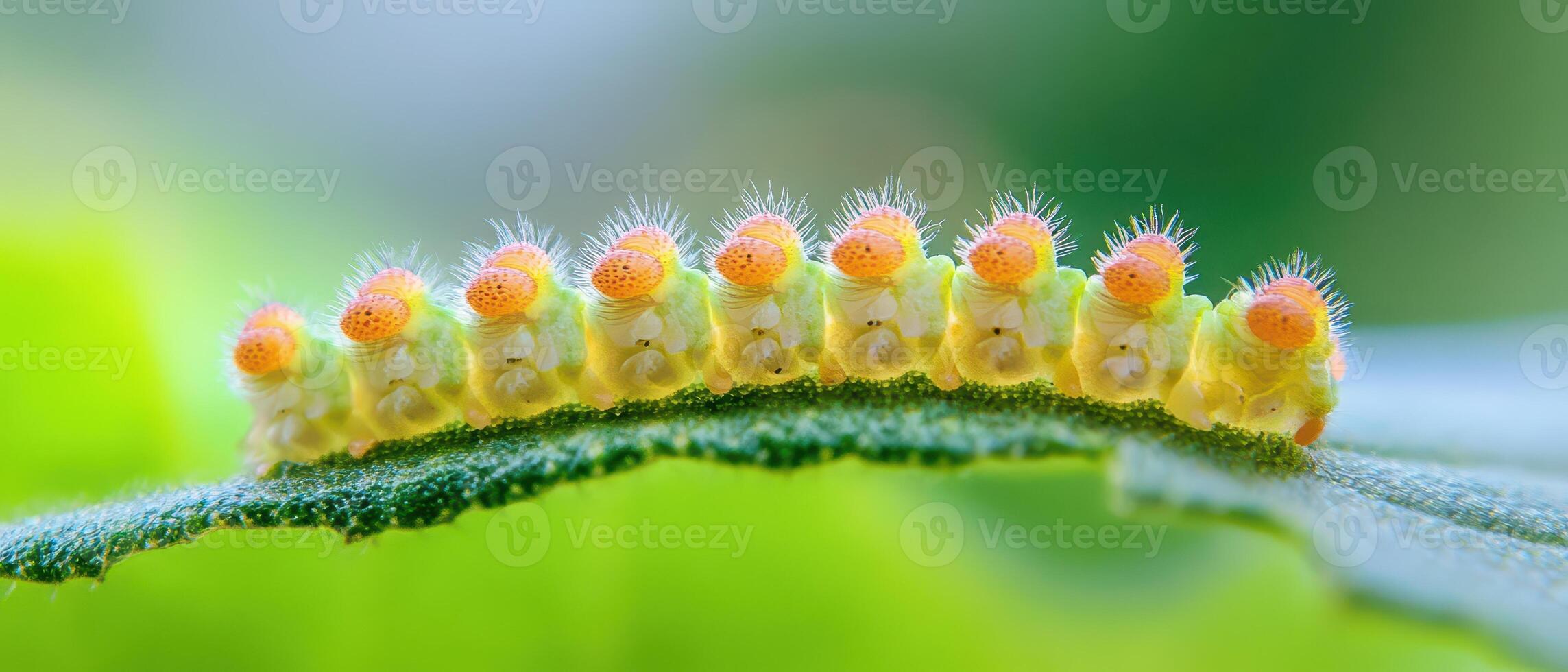 A close up of a caterpillar on a leaf photo
