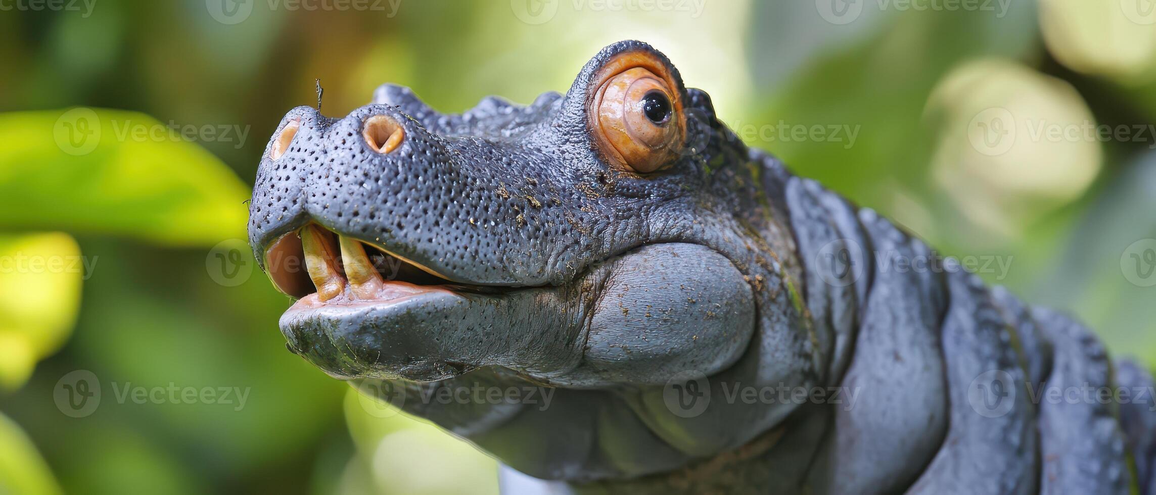 A close up of a large lizard with its mouth open photo