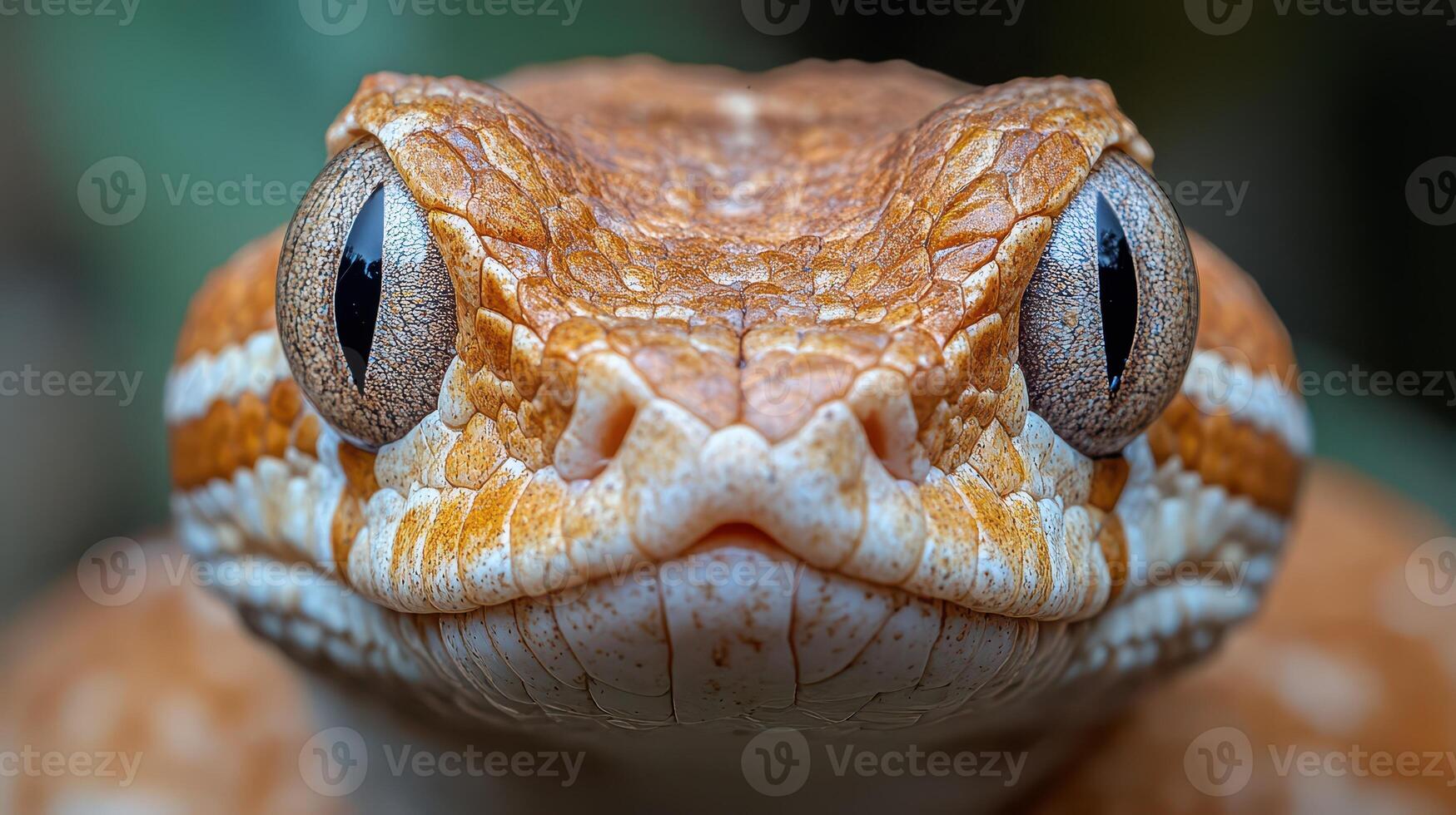 A close up of a snake's face photo