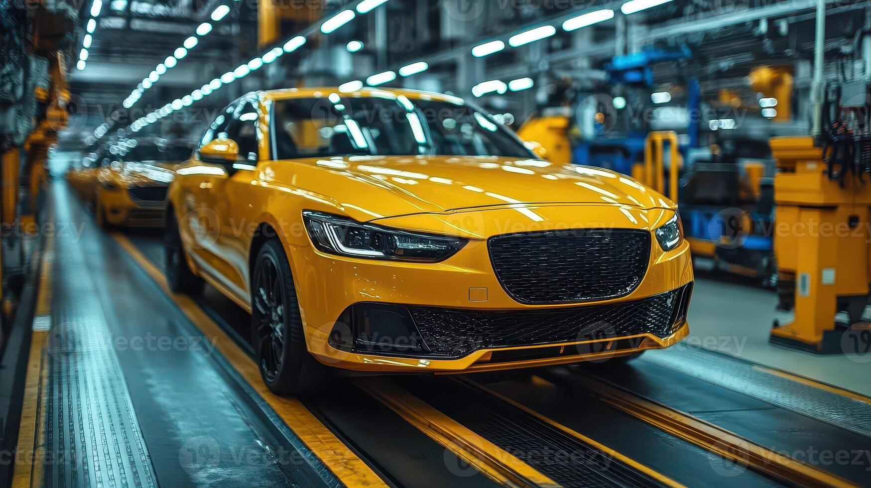 A car is driving on a production line in a factory photo