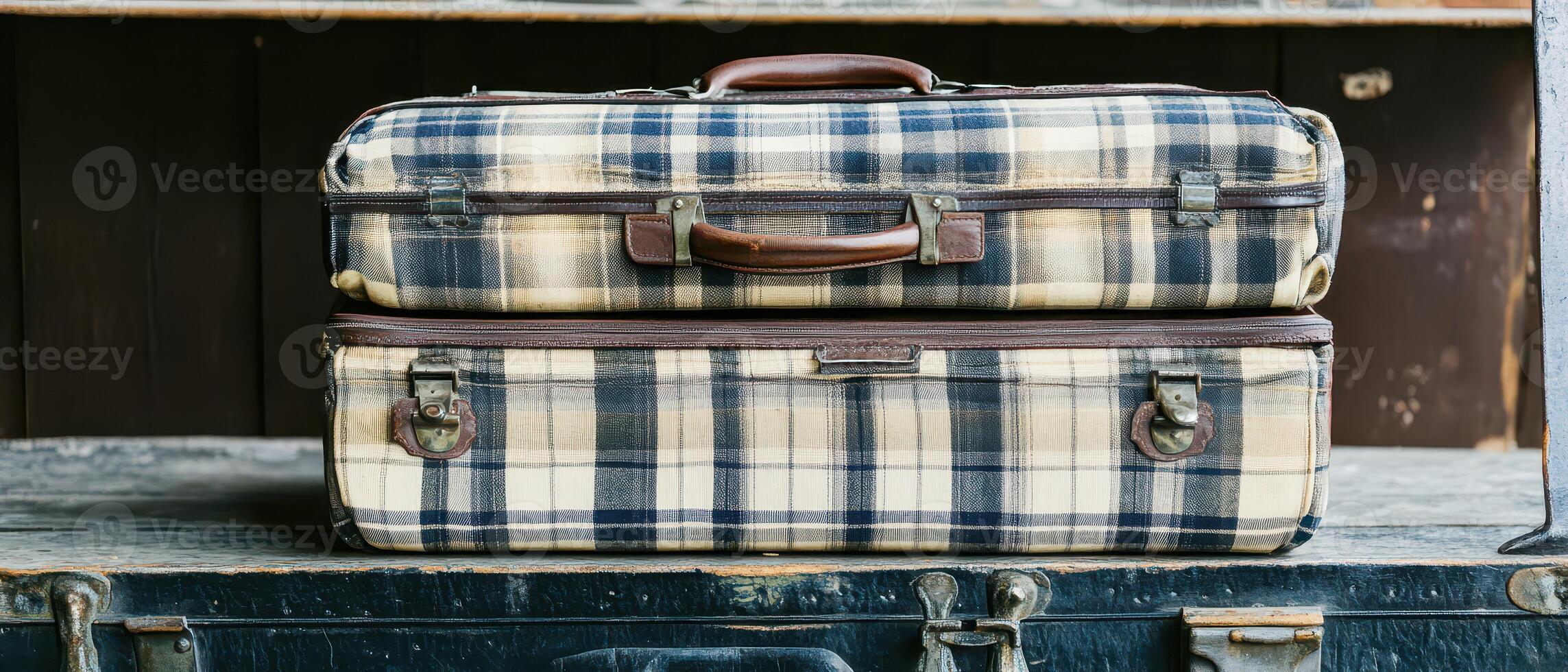 Two suitcases stacked on top of each other photo