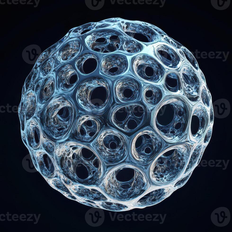 A 3d rendering of a sphere with holes photo