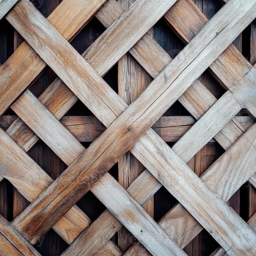 Wooden lattice pattern on a wall photo
