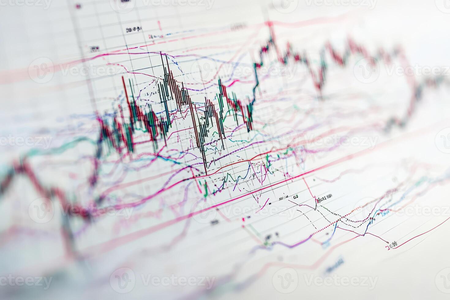 Stock market chart with lines and graphs photo
