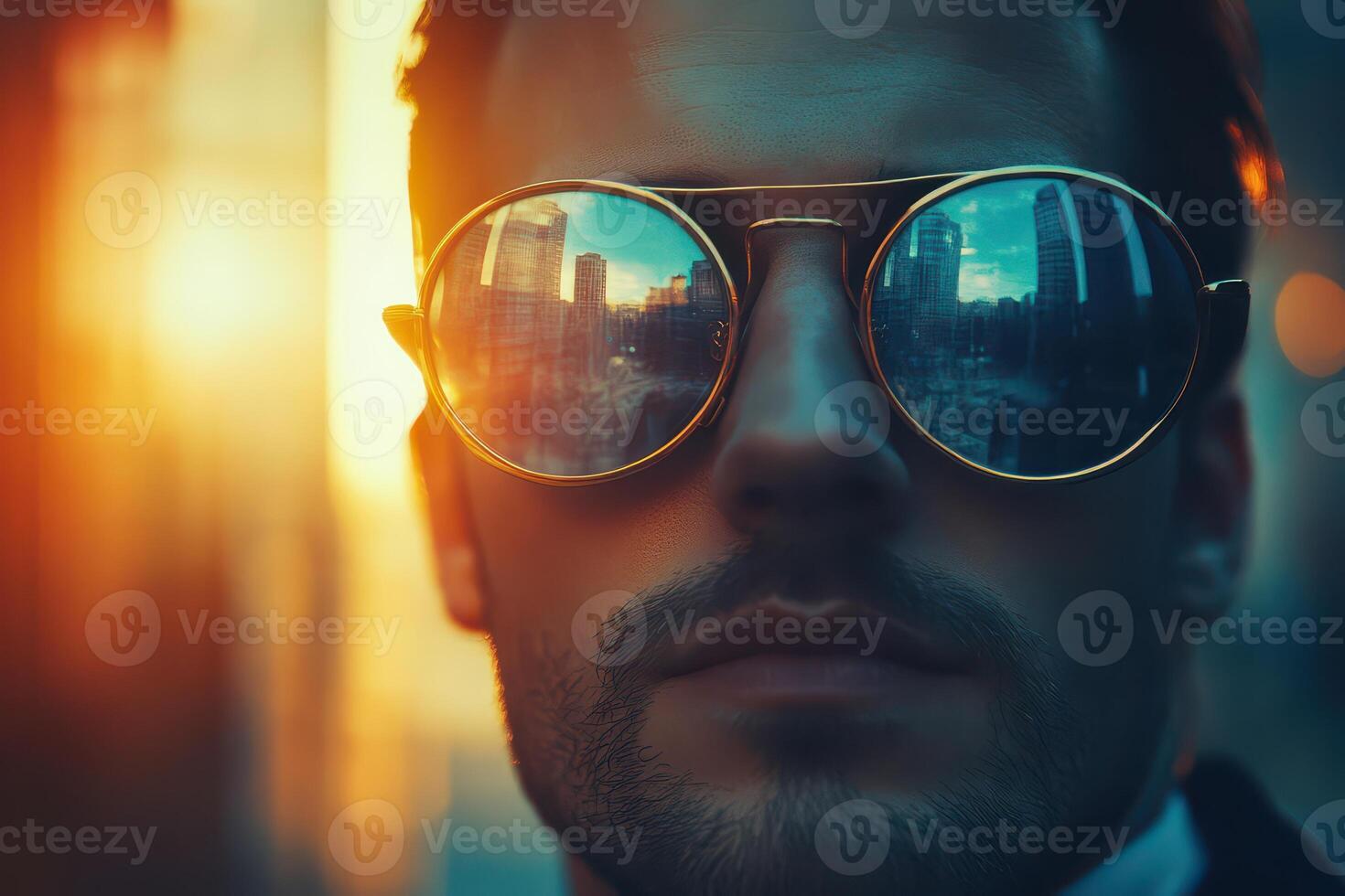 A man wearing sunglasses and a suit photo