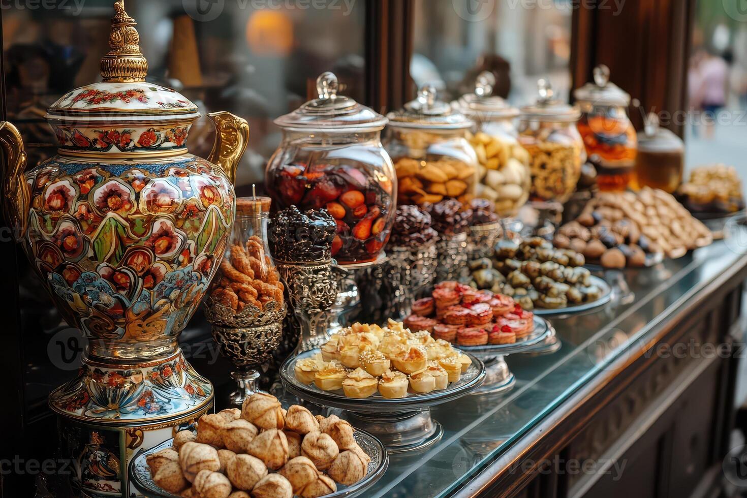 A display of food on a table photo
