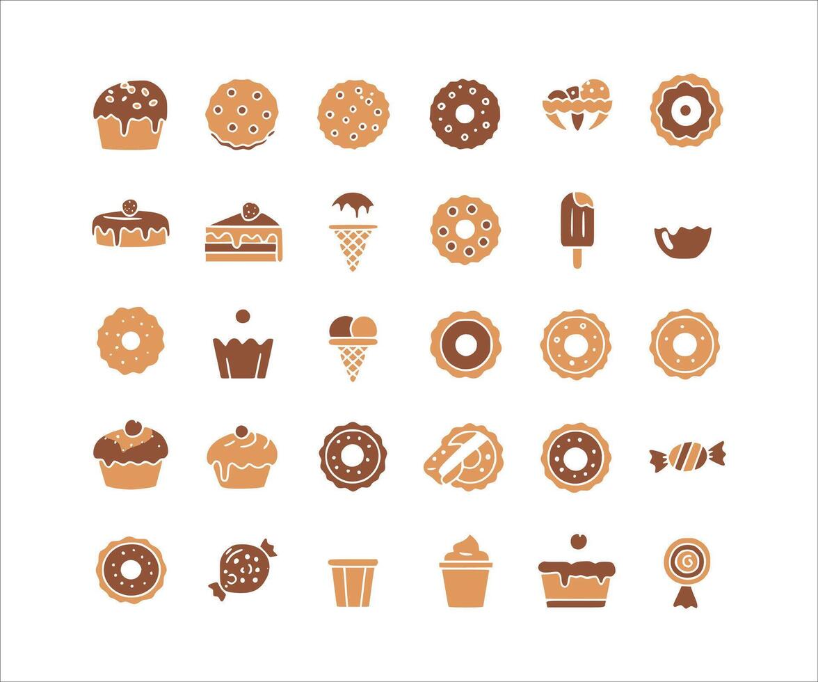 Collection of dessert icons. Perfectly crafted icons for your print work or online site vector