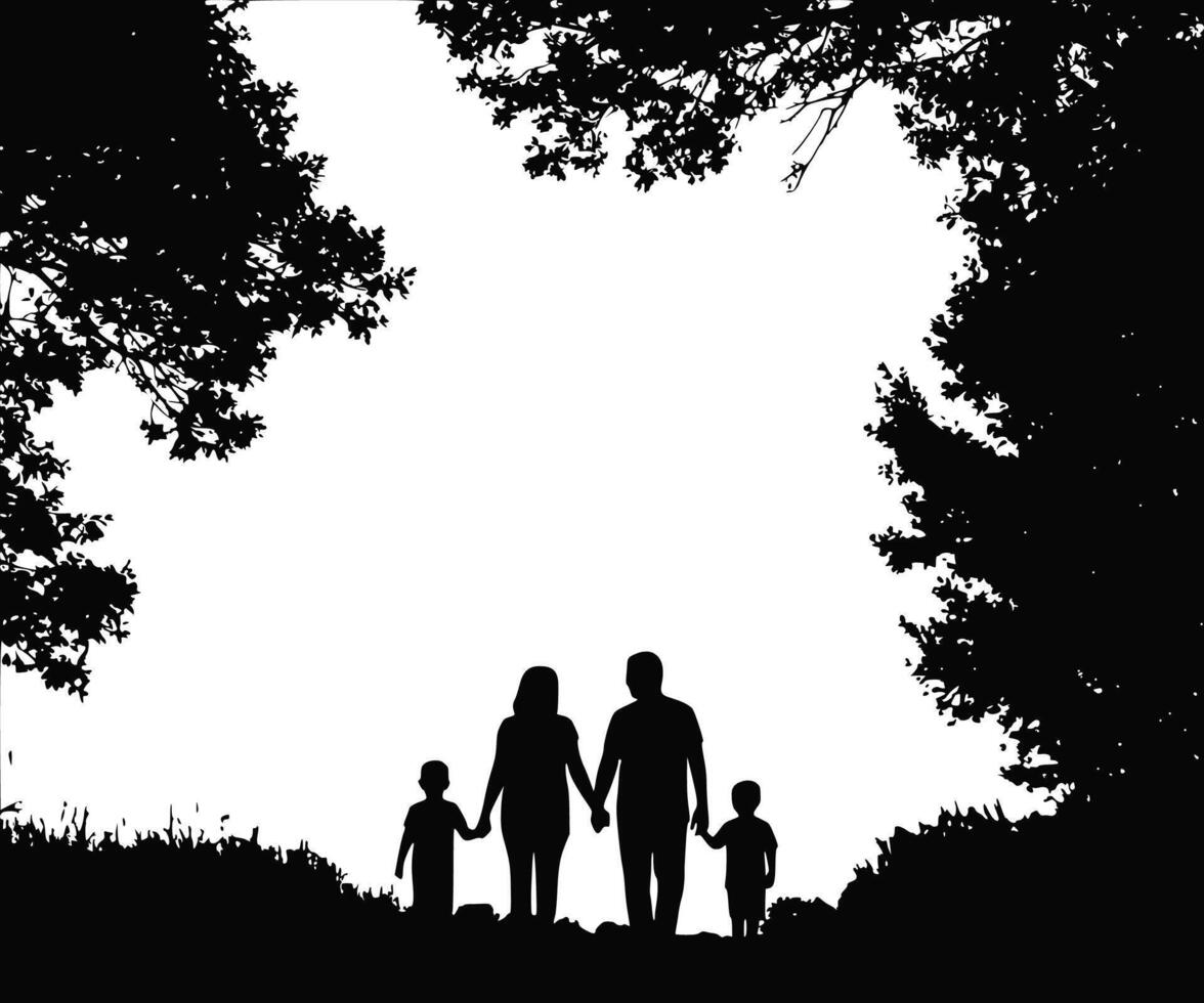 family walking together, illustrating their unity and closeness. vector