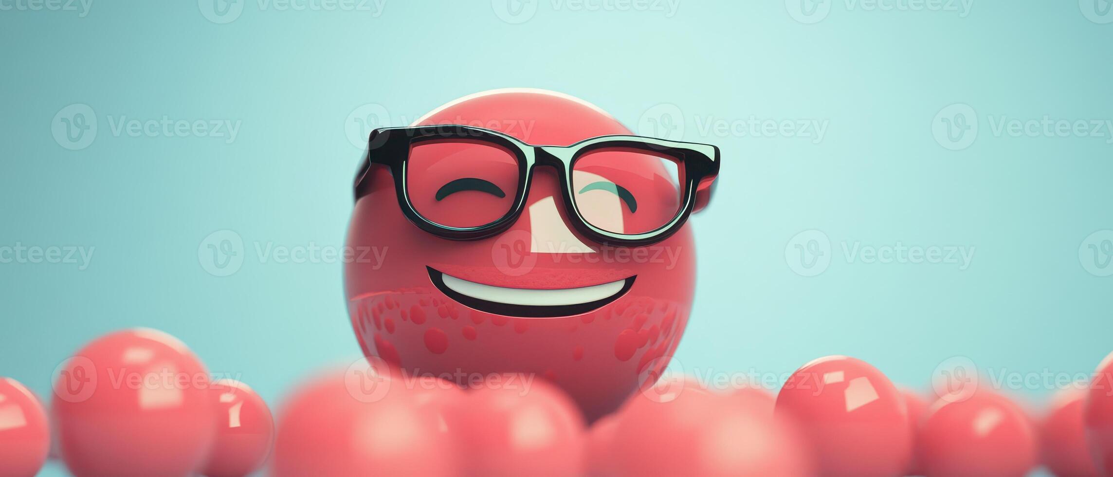 Colorful smiling character with glasses photo