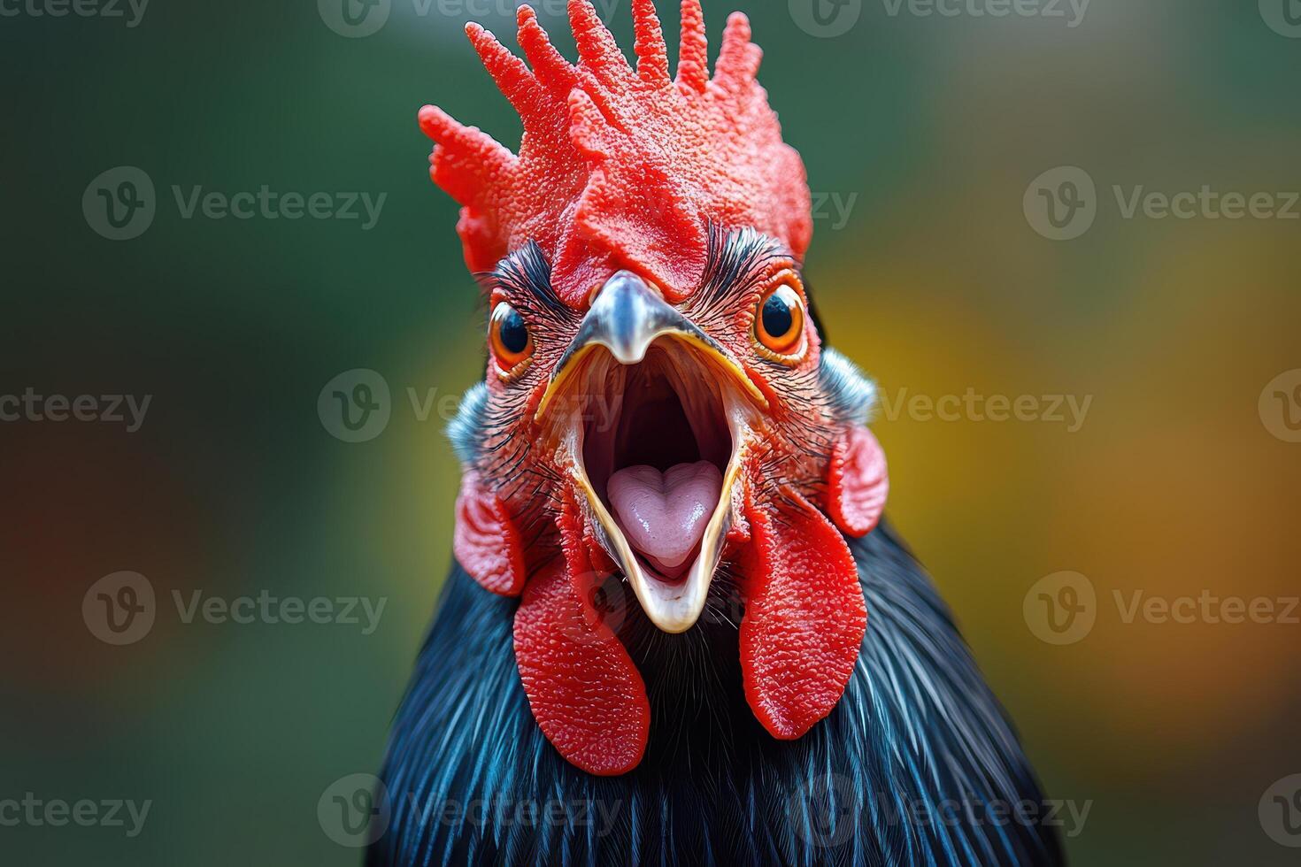 Vibrant rooster displaying its colorful features photo