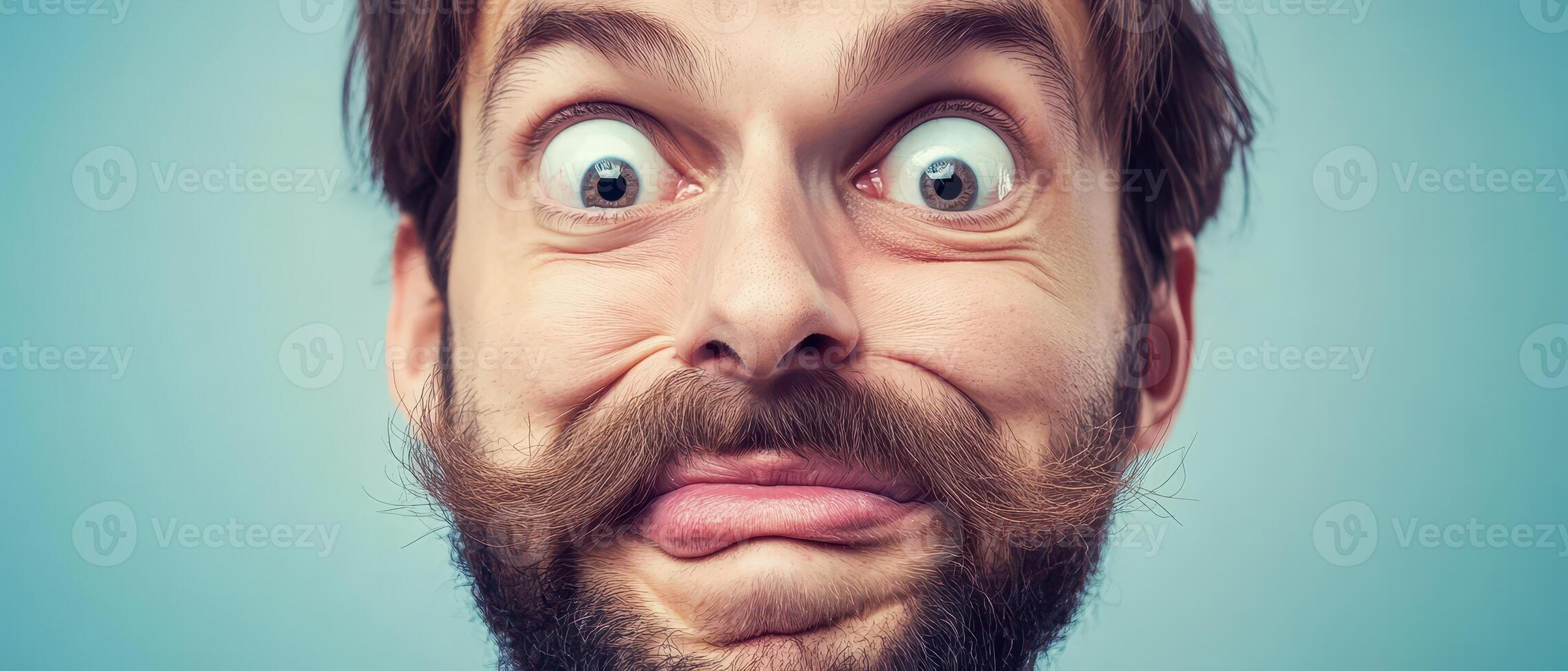 Man making silly exaggerated faces photo