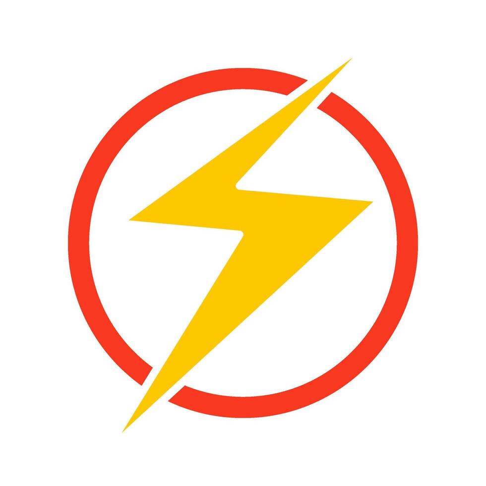 Round energy icon, lightning ring spark lightning discharge energy sign on white background. vector
