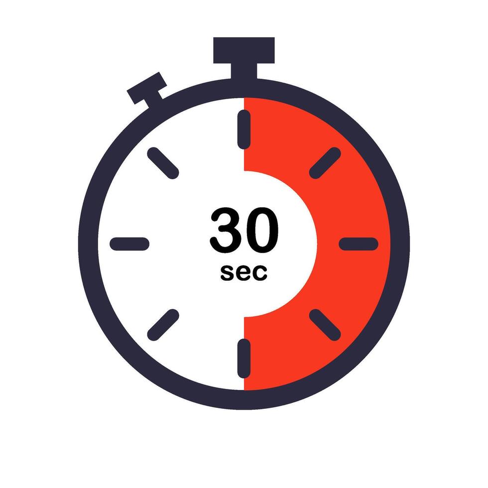 30 sec stopwatch icon on white background. vector