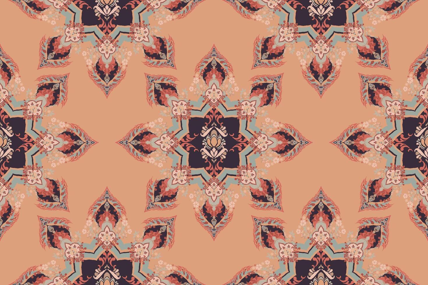 A pattern with a lotus flower design on a peach background vector