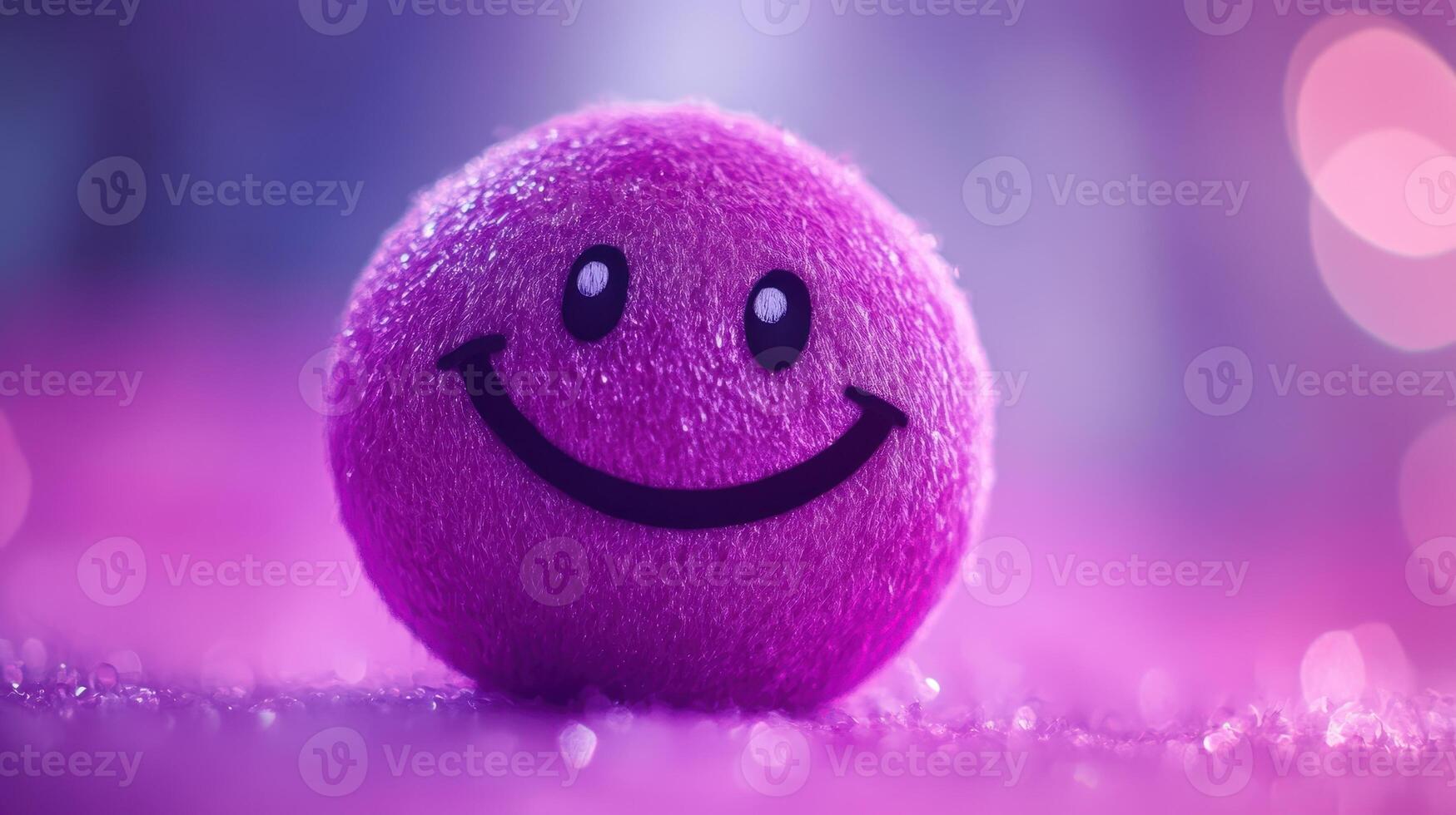 Happy Purple Smiley Face, Expressing Joy and Positivity with this Funny Smiley Furry Ball photo