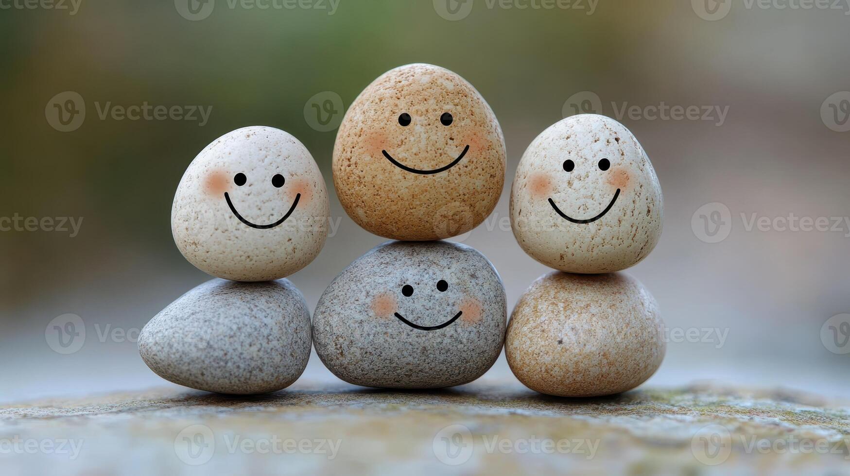 Happy Stones Pyramid, Smiles and Balance on Rocks, Friendship and Fun Abstract photo