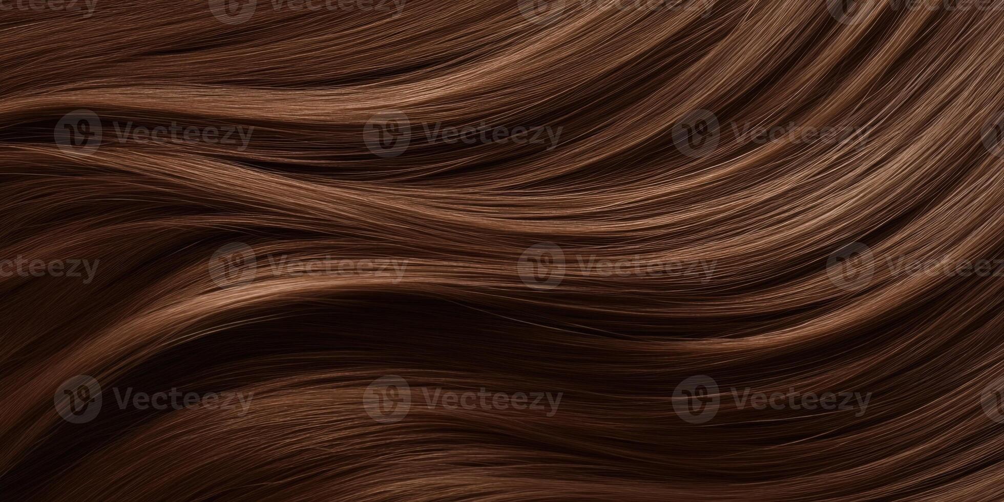 Brown Hair Elegance. Dark Chocolate Waves Showcasing Smooth Texture and Natural Sheen photo